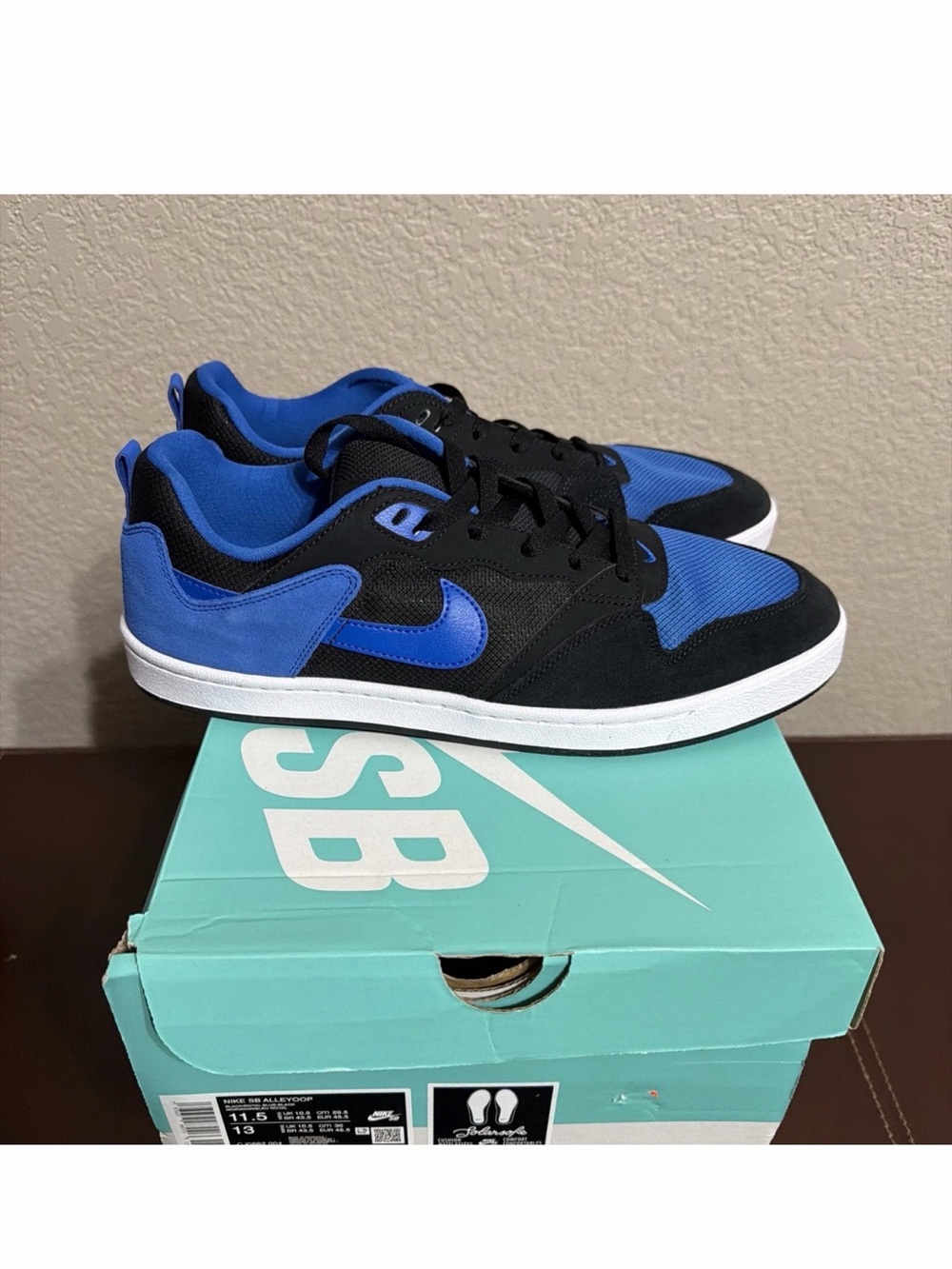 Nike SB Size 11.5 Mens Alleyoop Royal Blue Black Sneakers Retro Skate CJ0882 004